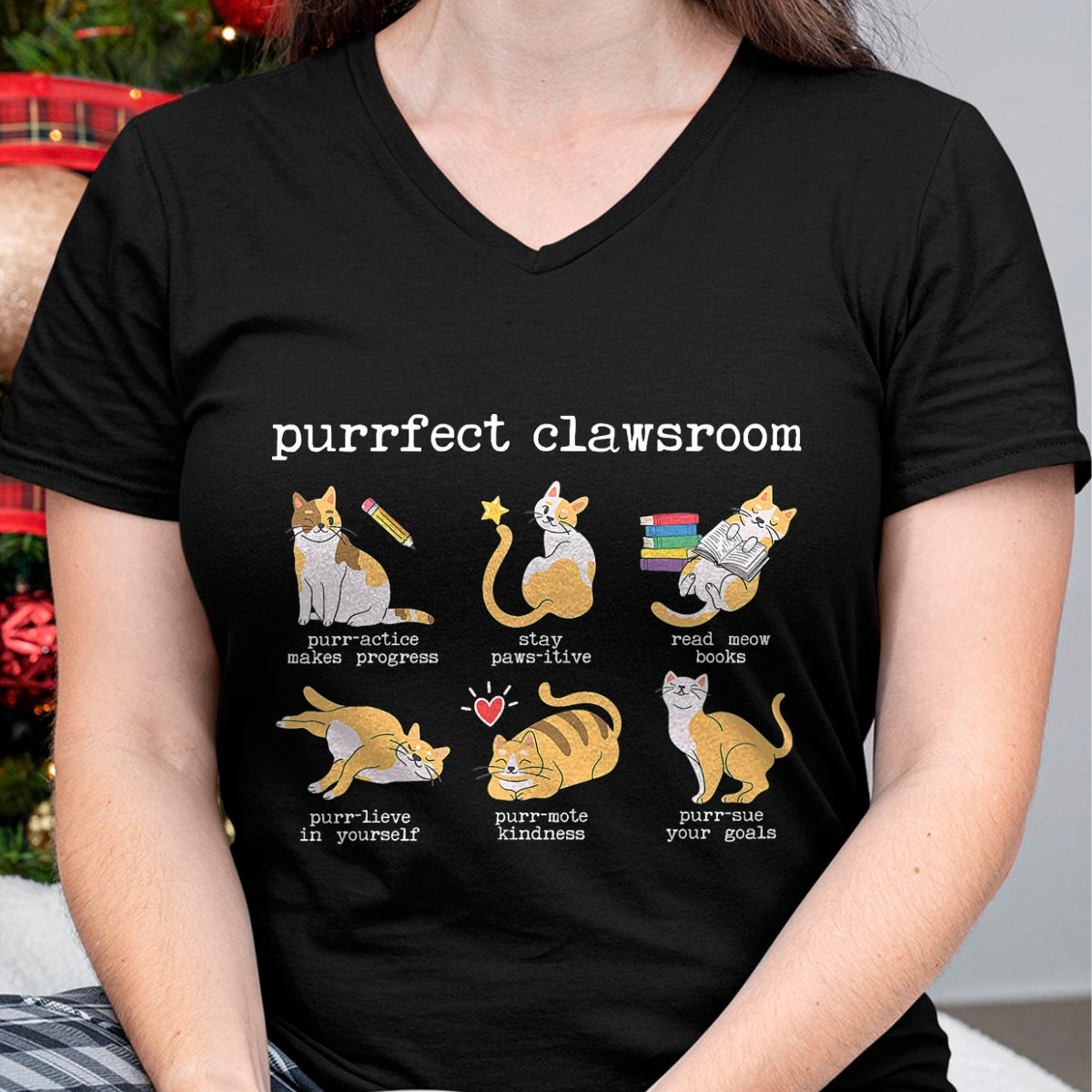 Cat Love Shirt, Funny Cat Lover Gift UnisexT-Shirt/Hoodie/Sweatshirt HLT00 - Purrfect Clawsroom Puns Cat Lover Teacher Classroom Student T-Shirt