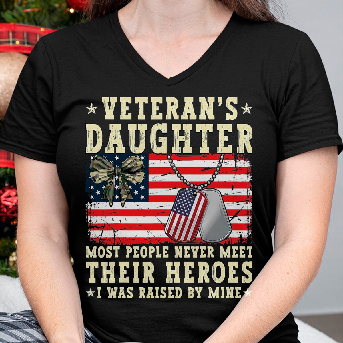 Proud Veteran Shirt, Funny Veteran UnisexT-Shirt/Hoodie/Sweatshirt HLT00 - Veteran_s Daughter Most People Never Meet Their Heroes USA T-Shirt, Men, Black, 3X-Large