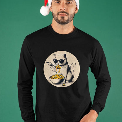 Cat Love Shirt, Funny Cat Lover Gift UnisexT-Shirt/Hoodie/Sweatshirt HLT00 - Cat Eating Mac and Cheese Men Women Girls Kids T-Shirt