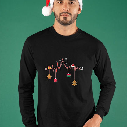 Funny Nurse Shirt, Nurse Unisex T-Shirt/Hoodie/Sweatshirt HLT00 - Christmas Tree Heartbeat Funny Christmas Nursing Costume T-Shirt