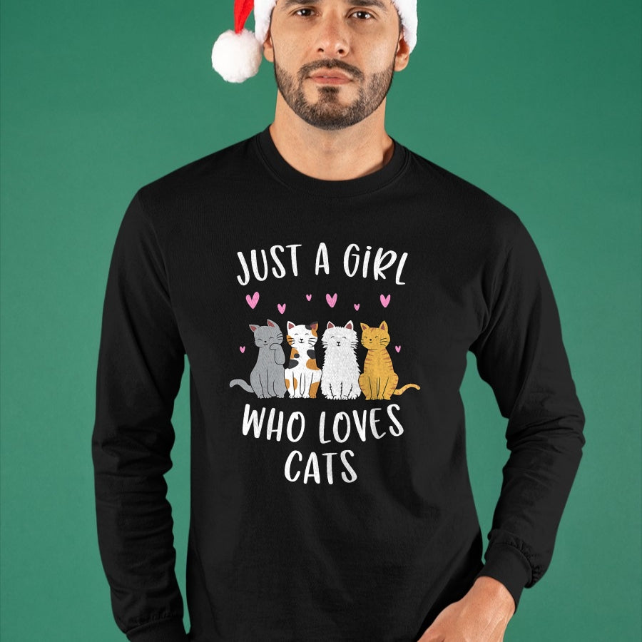Cat Love Shirt, Funny Cat Lover Gift UnisexT-Shirt/Hoodie/Sweatshirt HLT00 - Just A Girl Who Loves Cats Cute Cat Lover T-Shirt Small (1)