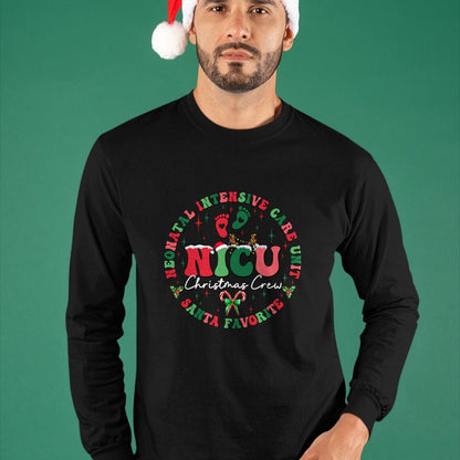 Funny Nurse Shirt, Nurse Unisex T-Shirt/Hoodie/Sweatshirt HLT00 - NICU Christmas Crew NICU Nurse Santa Favorite Xmas Costume T-Shirt
