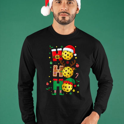 Funny Pickleball Shirt, Pickleball Lover Unisex T-Shirt/Hoodie/Sweatshirt HLT00 - Ho Ho Ho Pickleball Christmas, Funny Paddle Players Holiday T-Shirt