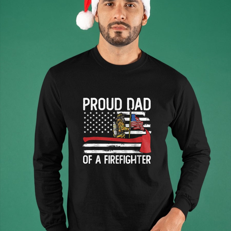 Gift for Dad Shirt, Funny Dad Unisex T-Shirt/Hoodie/Sweatshirt HLT00 – Fireman Father Son Daughter Proud Dad Of A Firefighter T-Shirt