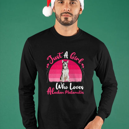 Dog Love Shirt, Dog Lover Gift T-Shirt/Hoodie/Sweatshirt HLT00 - Vintage Dog Lover Just A Girl Who Loves Alaskan Malamutes T-Shirt