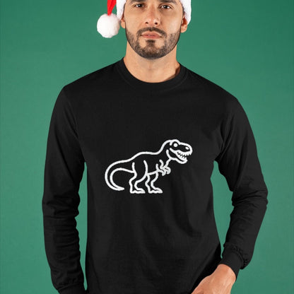 Best Dinosaur Lover Shirt, Funny Dinosaur UnisexT-Shirt/Hoodie/Sweatshirt HLT00 - T-Rex Minimalist Badge Patch Line Art Dinosaur T-Shirt, Men, Black, 3X-Large