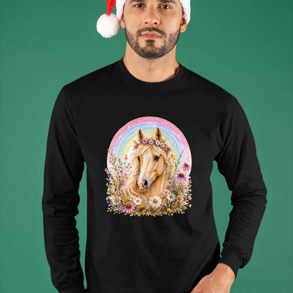 Best Horse Lover Shirt , Funny Horse UnisexT-Shirt/Hoodie/Sweatshirt HLT00 - Girls who Love Horses Birthday Party Costume Rainbow Flowers T-Shirt
