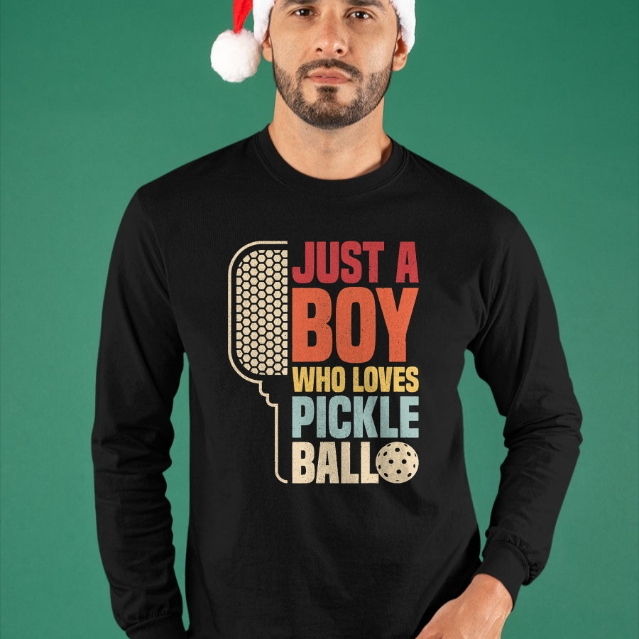 Funny Pickleball Shirt, Pickleball Lover Unisex T-Shirt/Hoodie/Sweatshirt HLT00 - Vintage Just A Boy Who Loves Pickleball Boys Kids Pickleball T-Shirt
