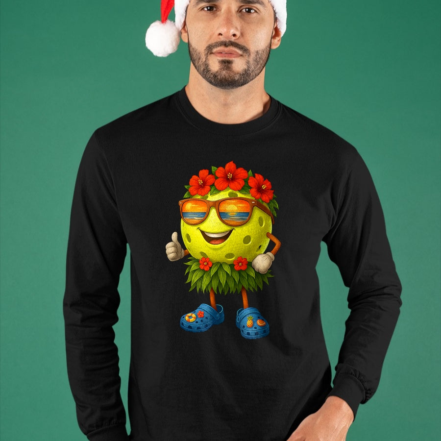 Funny Pickleball Shirt, Pickleball Lover Unisex T-Shirt/Hoodie/Sweatshirt HLT00 - Cute Hawaiian Pickleball Ball Tropical Beach Summer Vacation T-Shirt