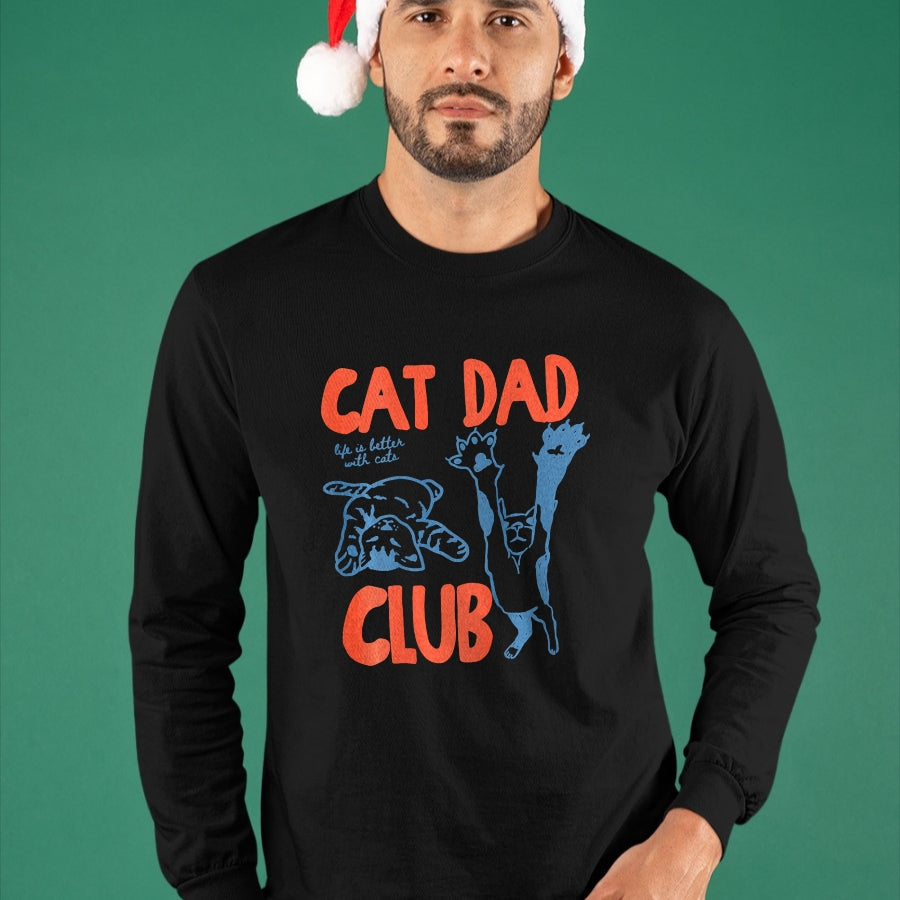 Cat Love Shirt, Funny Cat Lover Gift UnisexT-Shirt/Hoodie/Sweatshirt HLT00 - Funny Cat Dad Club Life is Better with Cats Retro Cat Dad T-Shirt
