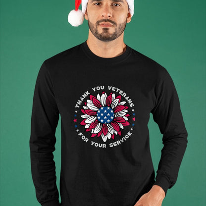 Proud Veteran Shirt, Funny Veteran UnisexT-Shirt/Hoodie/Sweatshirt HLT00 - Thank You Veterans Sunflower, Military Veterans Day Tribute T-Shirt, Men, Black, 3X-Large