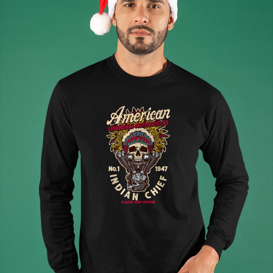 Native American T-Shirts, Vintage Native American Unisex T-Shirt/Hoodie/Sweatshirt HLT00 - Retro Vintage American Motorcycle Indian native Bikers Gift
