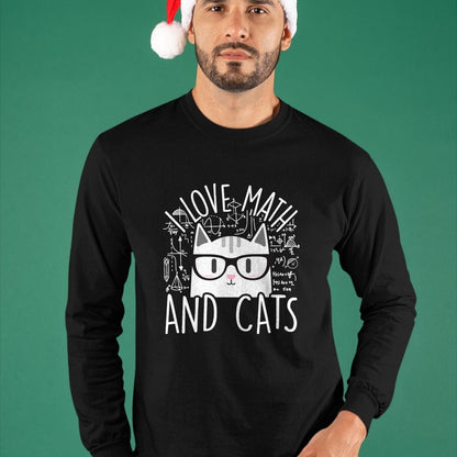Cat Love Shirt, Funny Cat Lover Gift UnisexT-Shirt/Hoodie/Sweatshirt HLT00 - I Love Math and Cats Cute Kitty Cat Feline Lover Gift T-Shirt Small