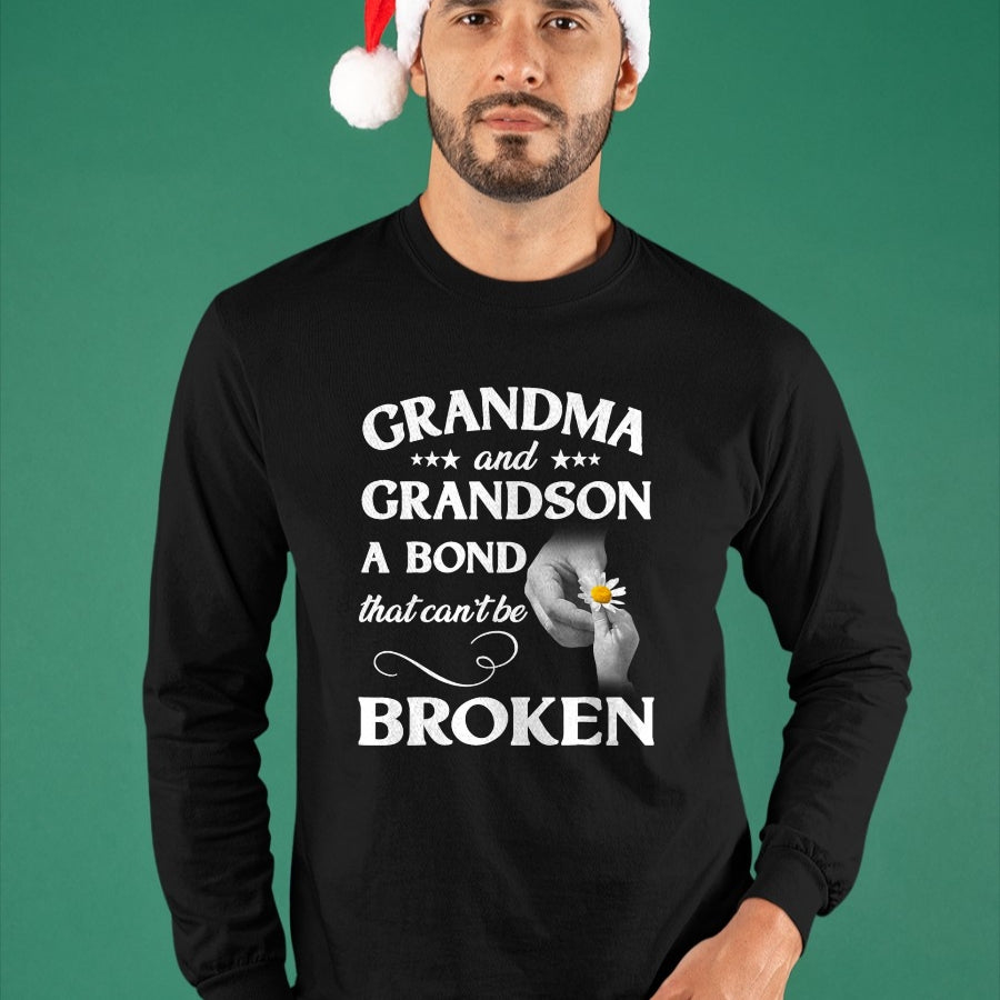 Best Grandma Shirt, Proud Grandma Unisex T-Shirt/Hoodie/Sweatshirt HLT00 - Grandma and Grandson A Bond That Can't Be Broken T-Shirt (2)