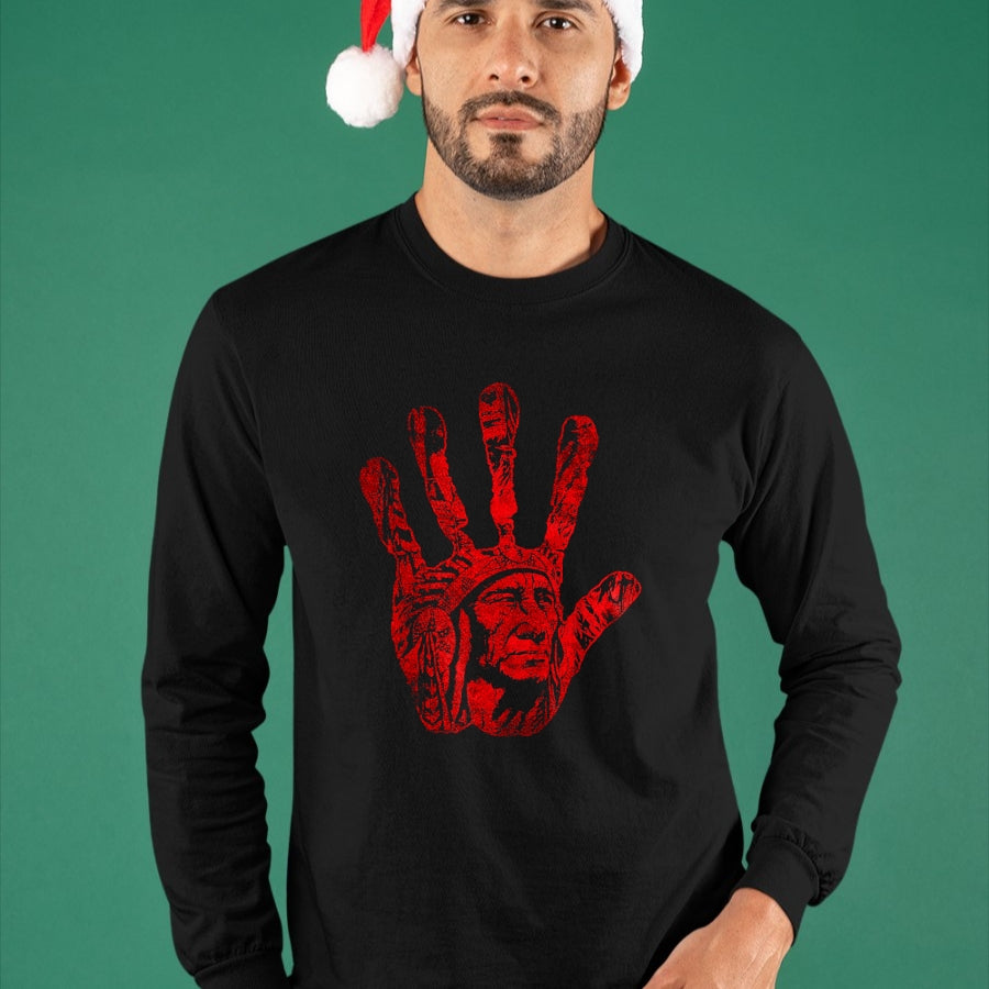 Native American T-Shirts, Vintage Native American Unisex T-Shirt/Hoodie/Sweatshirt HLT00 - Native American Indigenous Red Hand Indian Blood Themed (7)