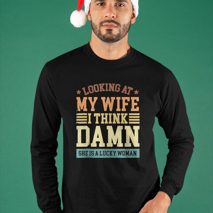 Best Wife Shirt, Wife and Husband Unisex T-Shirt/Hoodie/Sweatshirt HLT00 - Gift for wife T shirt, lucky wife   Looking At My Wife I Think Damn She Is A Lucky Woman Tank Top