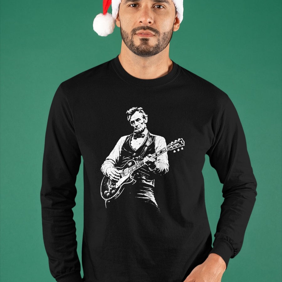 Guitar Lover Shirt, Funny Guitar UnisexT-Shirt/Hoodie/Sweatshirt HLT00 - Retro Vintage Abraham Lincoln Abe Lincoln Playing Guitar Men T-Shirt