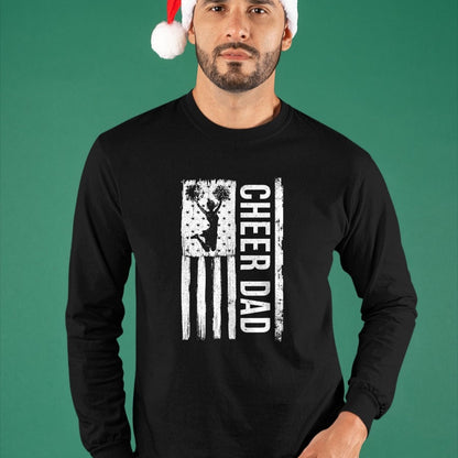 Gift for Dad Shirt, Funny Dad Unisex T-Shirt/Hoodie/Sweatshirt HLT00 – Cheer Dad Cheerleading American Flag Fathers Day Cheerleader T-Shirt