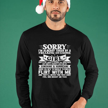 Best Wife Shirt, Wife and Husband Unisex T-Shirt/Hoodie/Sweatshirt HLT00 - Sorry I'm Already Taken By Freaking Awesome Girl Boyfriend T-Shirt