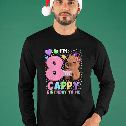 Cute Capybara Shirt, Funny Capybara UnisexT-Shirt/Hoodie/Sweatshirt HLT00 - Capybara Birthday Shirt 8 Kawaii Girl Capybara 8th Birthday T-Shirt