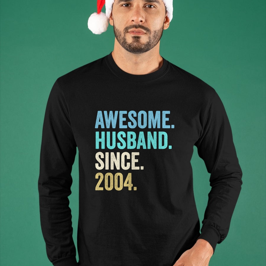 Best Wife Shirt, Wife and Husband Unisex T-Shirt/Hoodie/Sweatshirt HLT00 - Awesome Husband Since 2004 20th wedding anniversary 20 years T-Shirt (1)