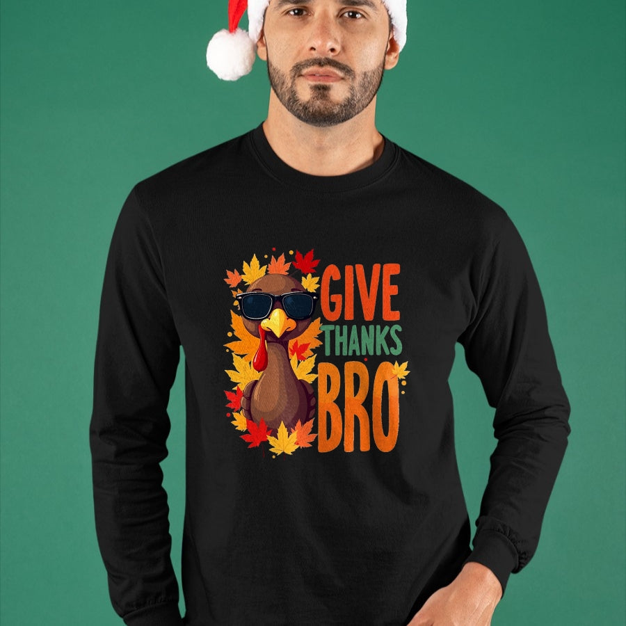 Best Thanksgiving Family Shirt , Funny Thanksgiving UnisexT-Shirt/Hoodie/Sweatshirt HLT00 - Give Thanks Bro Cute Turkey Toddler Thankful Thanksgiving T-Shirt, Men, Black, 3X-Large