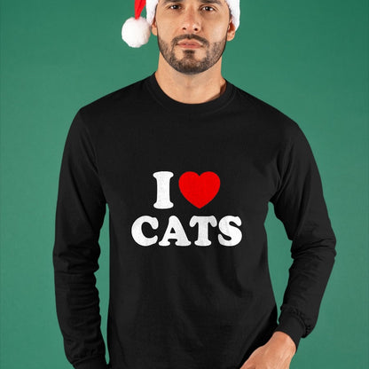 Cat Love Shirt, Funny Cat Lover Gift UnisexT-Shirt/Hoodie/Sweatshirt HLT00 - I Love Cats I Heart Cats T-Shirt, Men, Black, Small