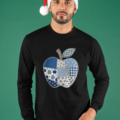 Best Student Shirt, Funny Back To School UnisexT-Shirt/Hoodie/Sweatshirt HLT00 - Blue Patchwork Preppy Apples Back to School Teacher Student T-Shirt