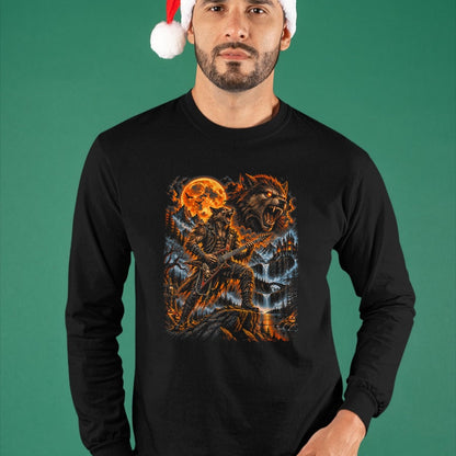 Guitar Lover Shirt, Funny Guitar UnisexT-Shirt/Hoodie/Sweatshirt HLT00 - Werewolf Howling Moon Men Women Playing Guitar Halloween T-Shirt