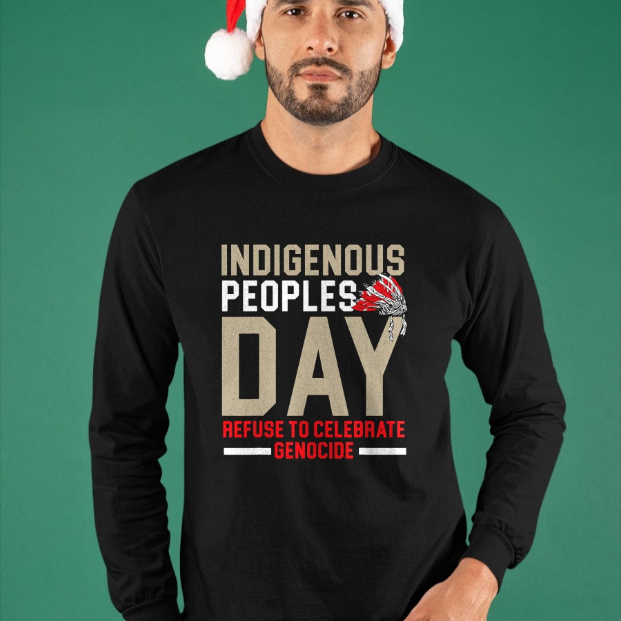 Native American T-Shirts, Vintage Native American Unisex T-Shirt/Hoodie/Sweatshirt HLT00 - Indigenous Peoples Day Refuse To Celebrate Genocide