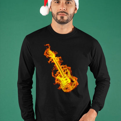 Guitar Lover Shirt, Funny Guitar UnisexT-Shirt/Hoodie/Sweatshirt HLT00 - Electric Guitar In Flames Gift Rock Guitar Lovers T-Shirt