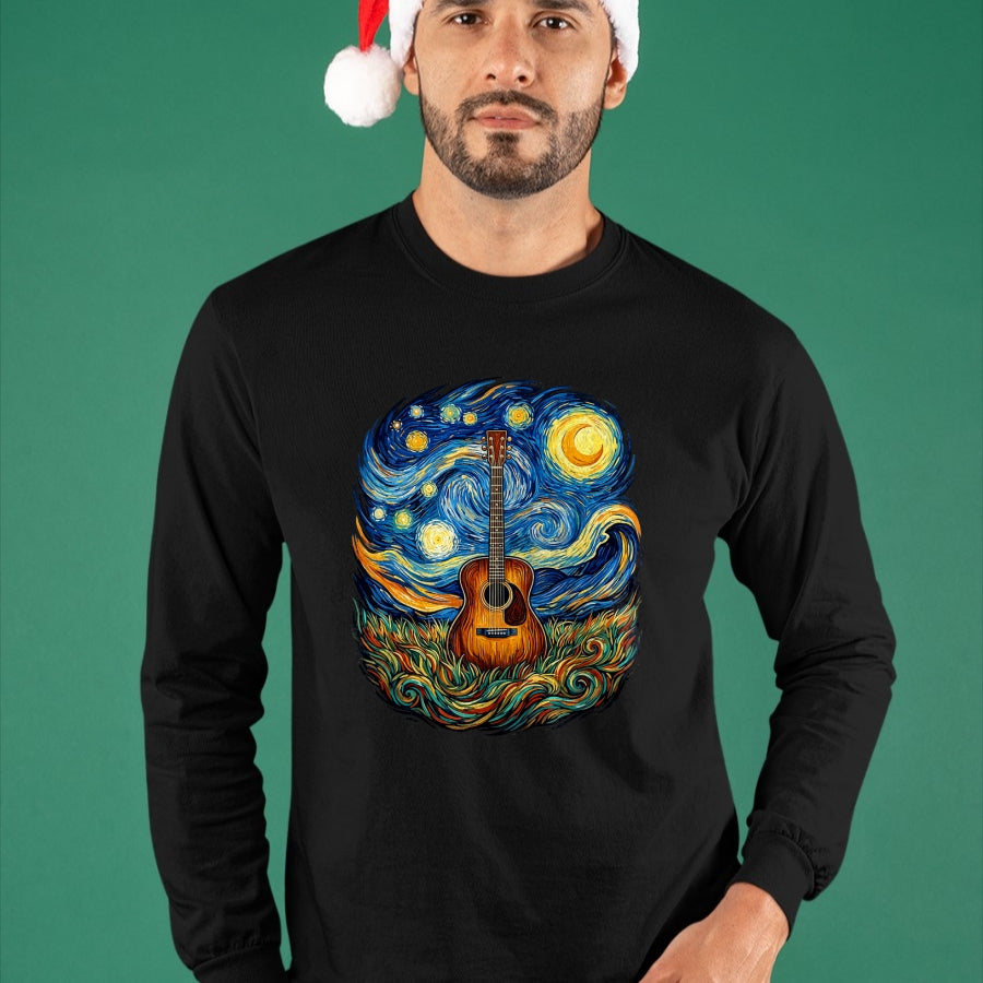 Guitar Lover Shirt, Funny Guitar UnisexT-Shirt/Hoodie/Sweatshirt HLT00 - Acoustic Guitar Starry Night Music Lover Art Men Women Kid T-Shirt