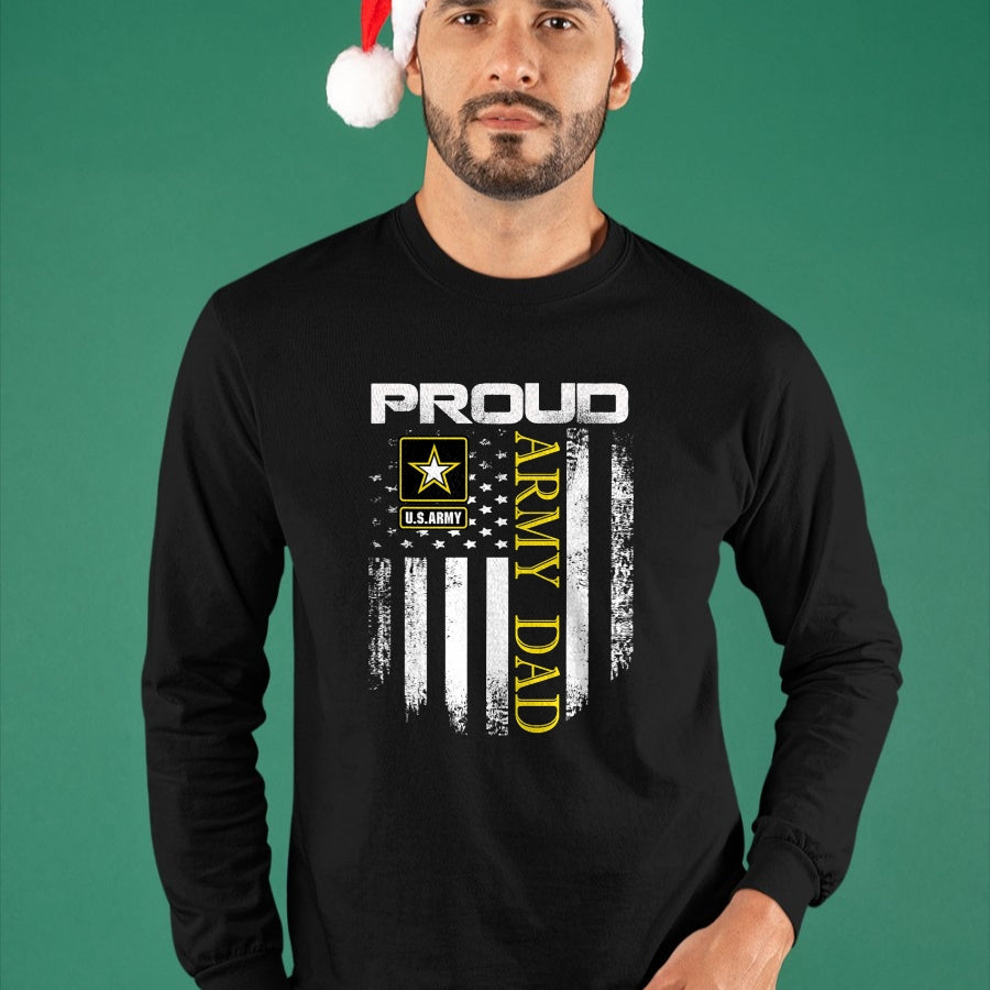 Gift for Dad Shirt, Funny Dad Unisex T-Shirt/Hoodie/Sweatshirt HLT00 – Vintage Proud Army Dad With American Flag Gift T-Shirt
