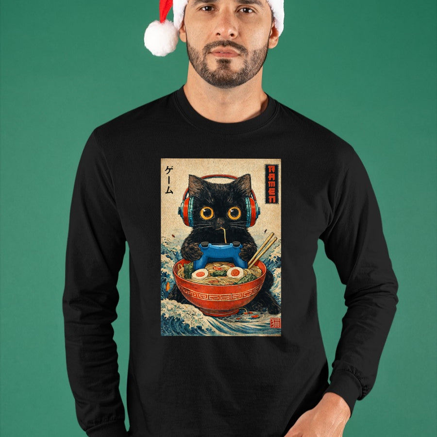 Cat Love Shirt, Funny Cat Lover Gift UnisexT-Shirt/Hoodie/Sweatshirt HLT00 - Cat Ramen Japanese Funny Graphic Tees Kawaii Cat Anime Gifts T-Shirt