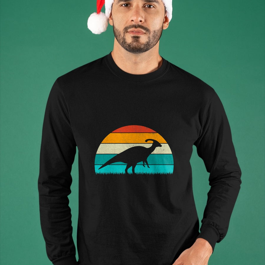 Best Dinosaur Lover Shirt, Funny Dinosaur UnisexT-Shirt/Hoodie/Sweatshirt HLT00 - Parasaurolophus - Vintage Retro Sunset Dinosaur Lovers T-Shirt