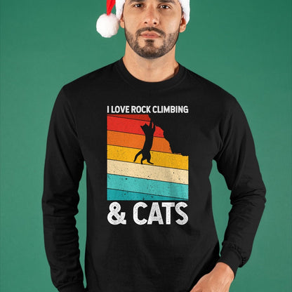 Cat Love Shirt, Funny Cat Lover Gift UnisexT-Shirt/Hoodie/Sweatshirt HLT00 - I Love Rock Climbing & Cats Cute Kitty Cat Lover Gift T-Shirt