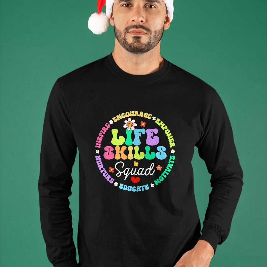Best Teacher Shirt, Funny Teacher UnisexT-Shirt/Hoodie/Sweatshirt HLT00 - Groovy Life Skills Squad Teacher Special Ed SPED Team Crew T-Shirt