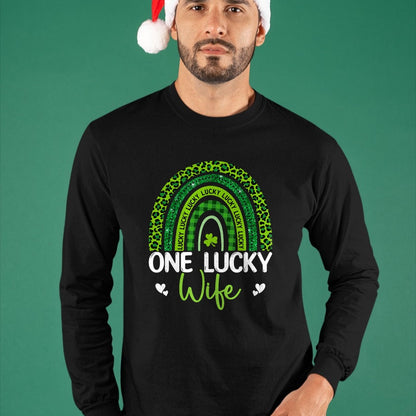 Best Wife Shirt, Wife and Husband Unisex T-Shirt/Hoodie/Sweatshirt HLT00 - Gift for wife T shirt, lucky wife   Womens One Lucky Wife Rainbow Leopard Saint Patrick's Day Tank T
