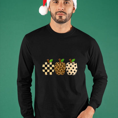 Best Teacher Shirt, Funny Teacher UnisexT-Shirt/Hoodie/Sweatshirt HLT00 - Pattern Apple Trio Leopard Print Checkered Polka Dot Teacher T-Shirt
