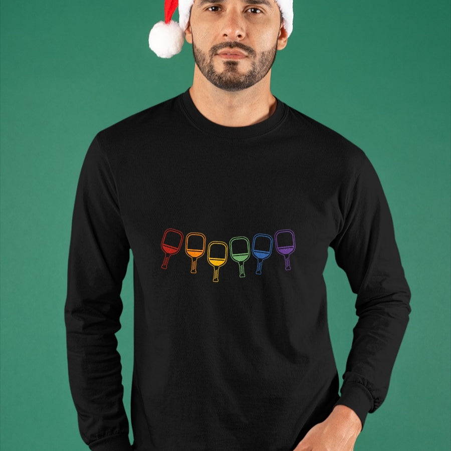 Funny Pickleball Shirt, Pickleball Lover Unisex T-Shirt/Hoodie/Sweatshirt HLT00 - Pickleball Gay Pride Rainbow Pickleball T-Shirt
