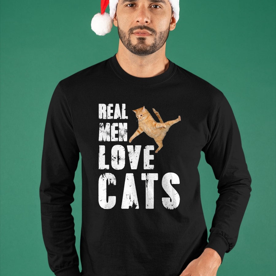 Cat Love Shirt, Funny Cat Lover Gift UnisexT-Shirt/Hoodie/Sweatshirt HLT00 - Real Men Love Cats T Shirt Funny Cat Love Cute T-Shirt, Men, Black, 3X-Large