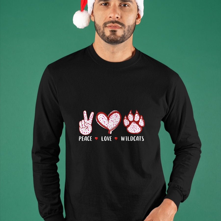 Cat Love Shirt, Funny Cat Lover Gift UnisexT-Shirt/Hoodie/Sweatshirt HLT00 - Peace Love Wildcats Gifts Men Women Kids Boys Girls Wild cat T-Shirt