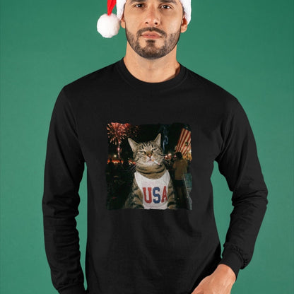 Cat Love Shirt, Funny Cat Lover Gift UnisexT-Shirt/Hoodie/Sweatshirt HLT00 - July 4th Patriotic Cat Smoking Cigarette 250 Years Cat Lover T-Shirt