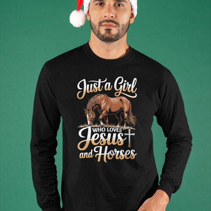 Best Horse Lover Shirt , Funny Horse UnisexT-Shirt/Hoodie/Sweatshirt HLT00 - Just a girl who loves horses and jesus T-Shirt