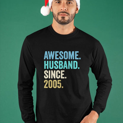 Best Wife Shirt, Wife and Husband Unisex T-Shirt/Hoodie/Sweatshirt HLT00 - Awesome Husband Since 2005 19th wedding anniversary 19 years T-Shirt