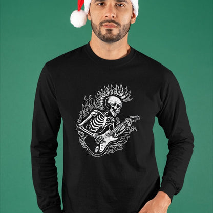 Guitar Lover Shirt, Funny Guitar UnisexT-Shirt/Hoodie/Sweatshirt HLT00 - Punk Rock Skeleton Electric Guitar Rocker Men Boys Kids T-Shirt, Men, Black, Large
