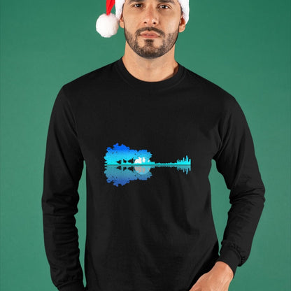 Guitar Lover Shirt, Funny Guitar UnisexT-Shirt/Hoodie/Sweatshirt HLT00 - Guitar Lake Shadow Love Guitar Musician T-Shirt