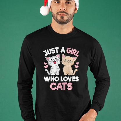 Cat Love Shirt, Funny Cat Lover Gift UnisexT-Shirt/Hoodie/Sweatshirt HLT00 - Just A Girl Who Loves Cats Cute Cat Lover Kitty Girls Kids T-Shirt