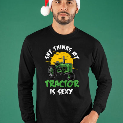 Best Farmer Life Shirt, Funny Farmer UnisexT-Shirt/Hoodie/Sweatshirt HLT00 - she thinks my tractor is sexy Design perfect for any farmer T-Shirt