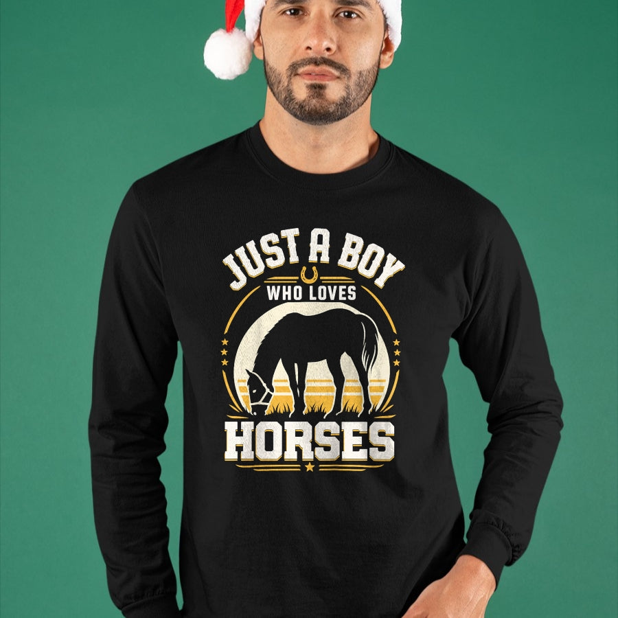 Best Horse Lover Shirt , Funny Horse UnisexT-Shirt/Hoodie/Sweatshirt HLT00 - Kids Just A Boy Who Loves Horses Funny Horse Lover T-Shirt